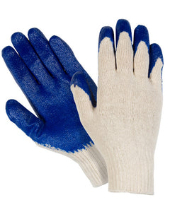 Poly/Cotton Economy Blue Latex Palm Coated Gloves - TAGGED