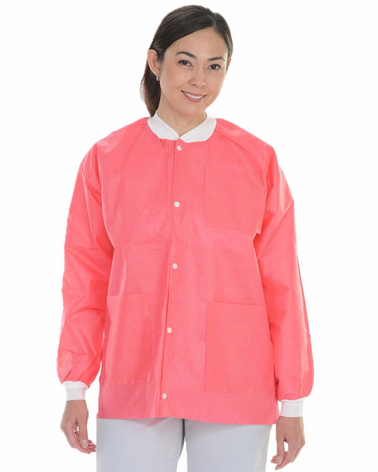 10/Pack) Heavy Weight Disposable Lab Coats Reds - Main Image