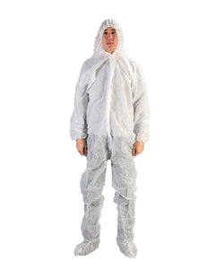 (25/Case) Disposable Standard Weight White Polypropylene Coveralls with Hood & Booties